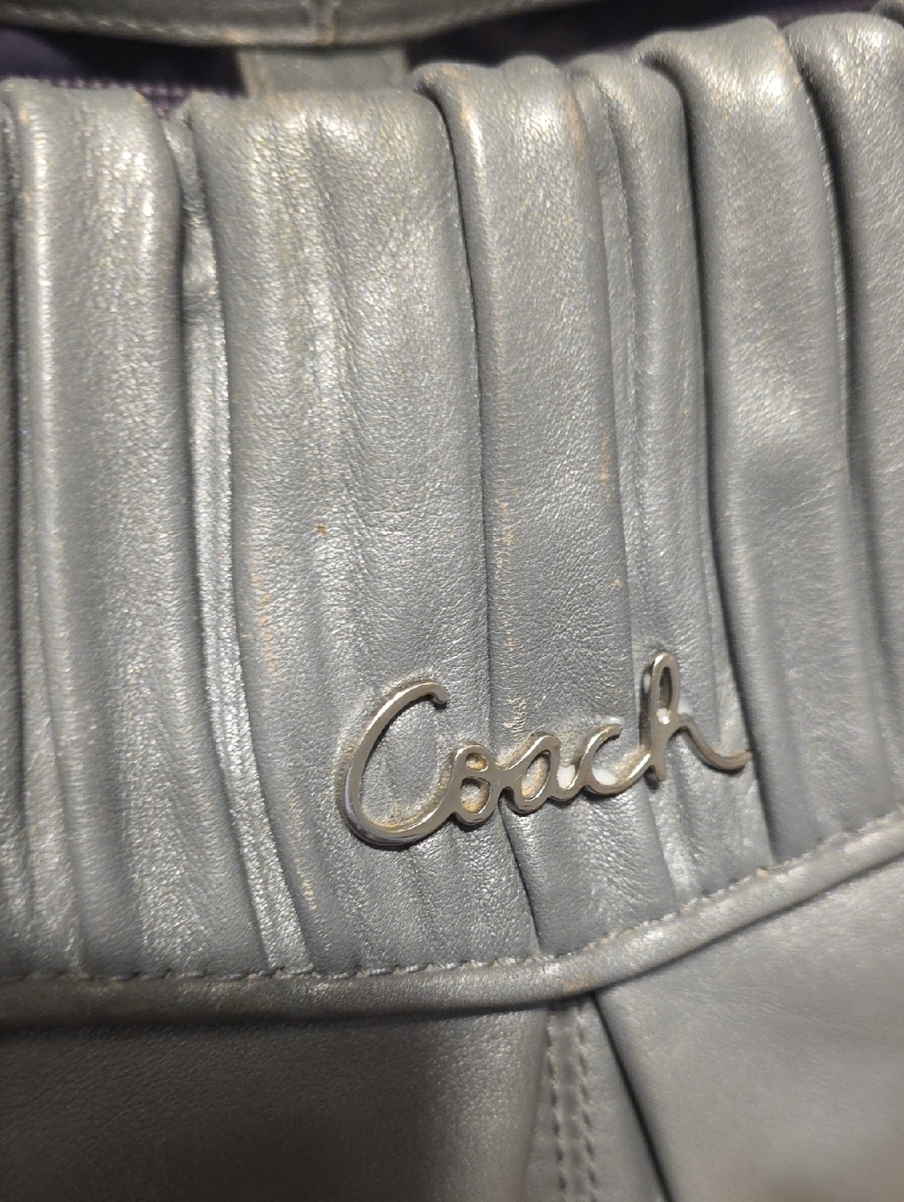 Coach Ashley ruched grey leather satchel handbag, model number F17571 - Picture 16 of 16